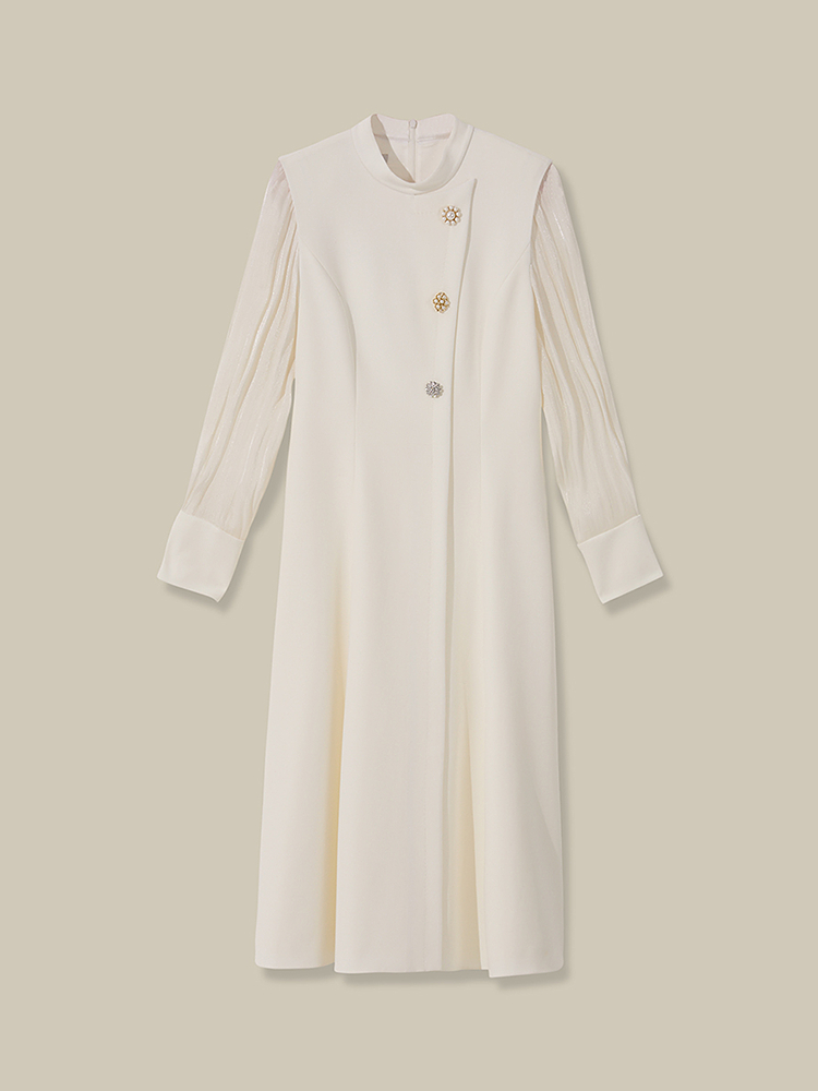 Song of Song歌中歌2026春季优雅白钉珠装饰连衣裙5C66105160