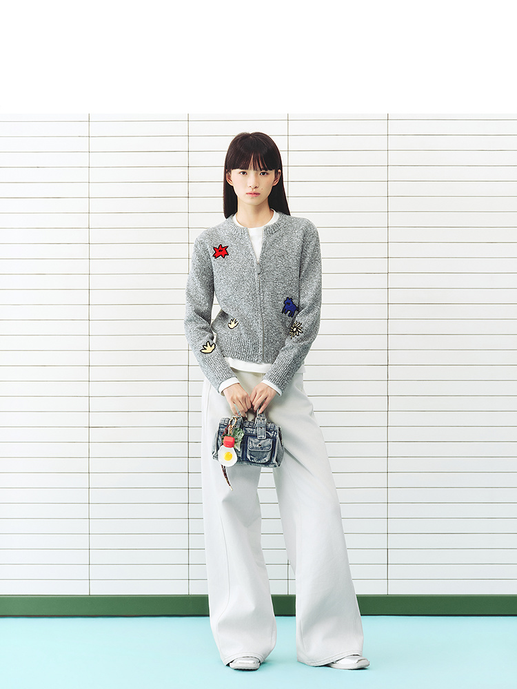 ToyzY2026春季新款趣味绣花拉链毛针织衫ZC36106800