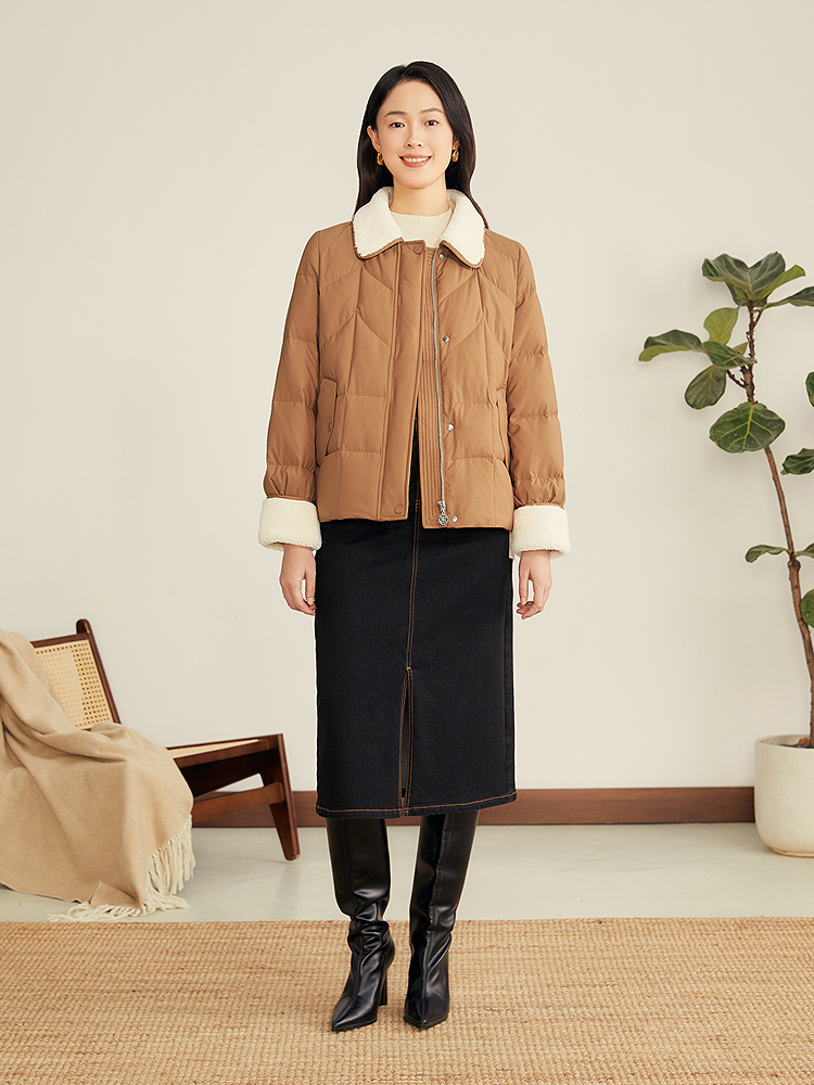 音儿2025冬桑蚕丝混纺羽绒服/棉服8C65308146