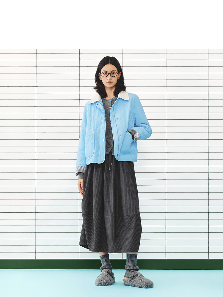 ToyzY2026冬季新款撞色格子袖口穿脱便捷时尚棉服外套ZC36508060