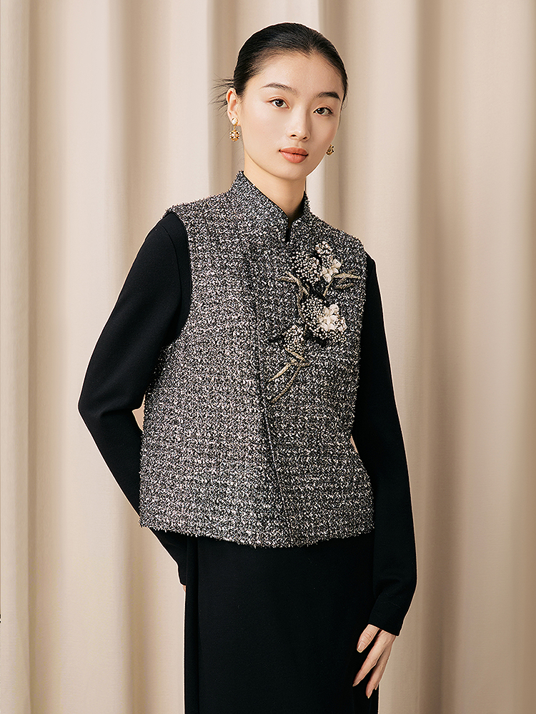 Song of Song歌中歌2026春季新品花卉钉珠点缀高定马甲上衣5C36101025