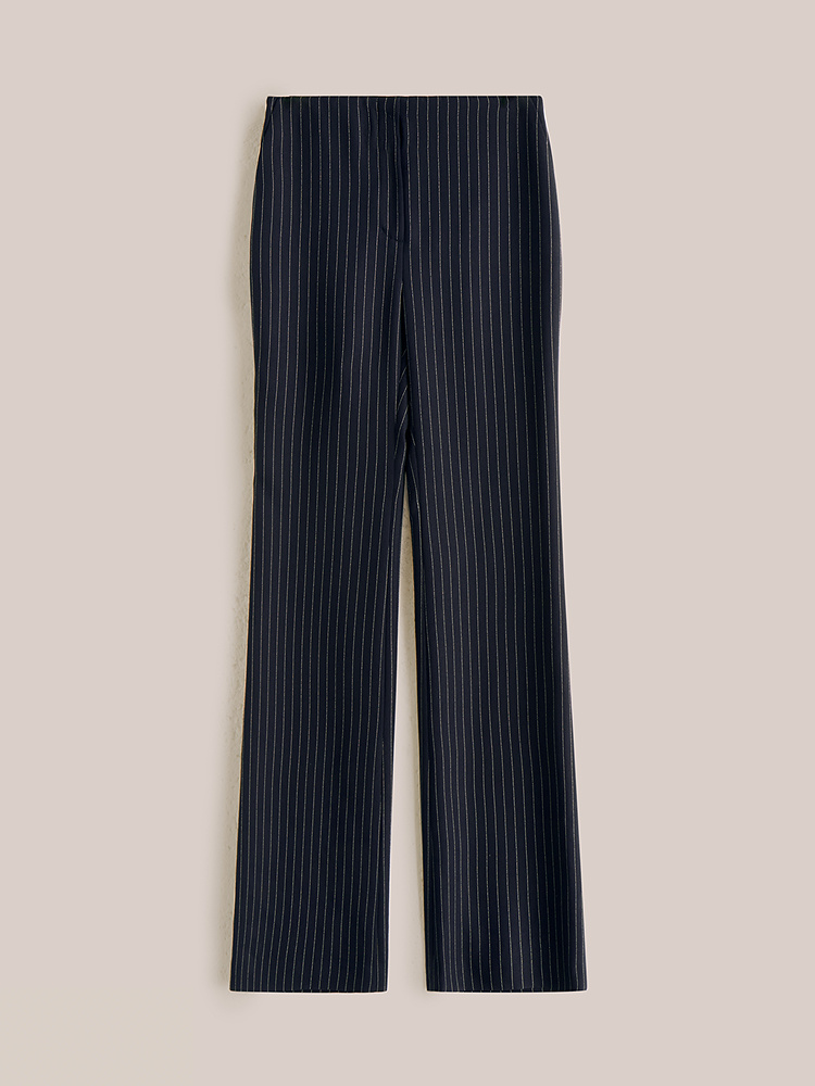 OBBLIGATO奥丽嘉朵2026夏季新款竖条纹橡筋腰通勤百搭微喇叭裤1C36220140