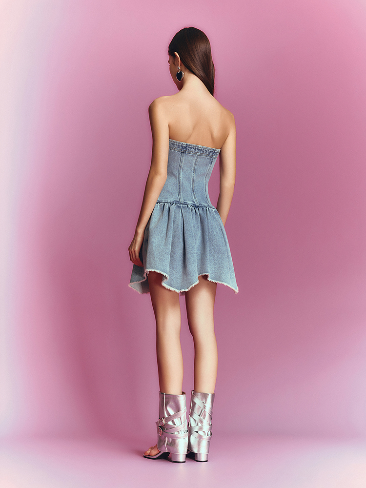 SALT.P可颜 2026夏季新款抹胸牛仔连衣裙AC36205240