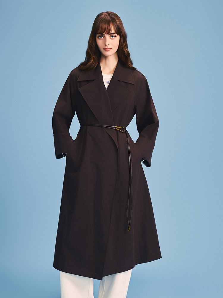 PSALTER诗篇 2026春季新款气质长款风衣6C66107043 配腰带