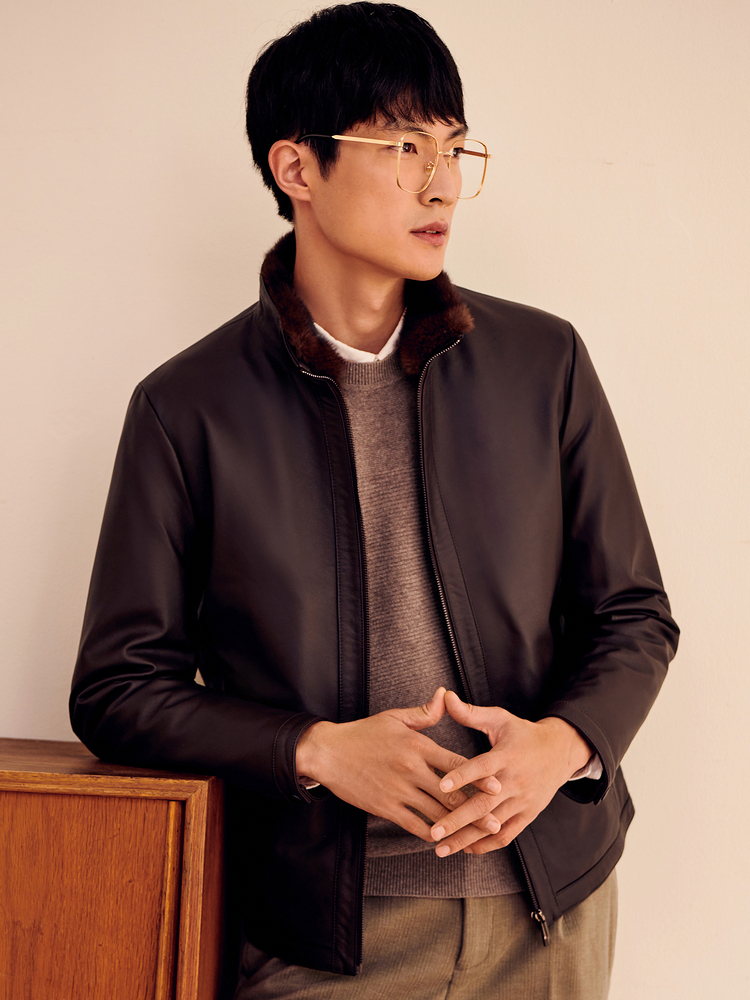 HEARDRO男士短款貂毛领皮羽绒 8J52522160