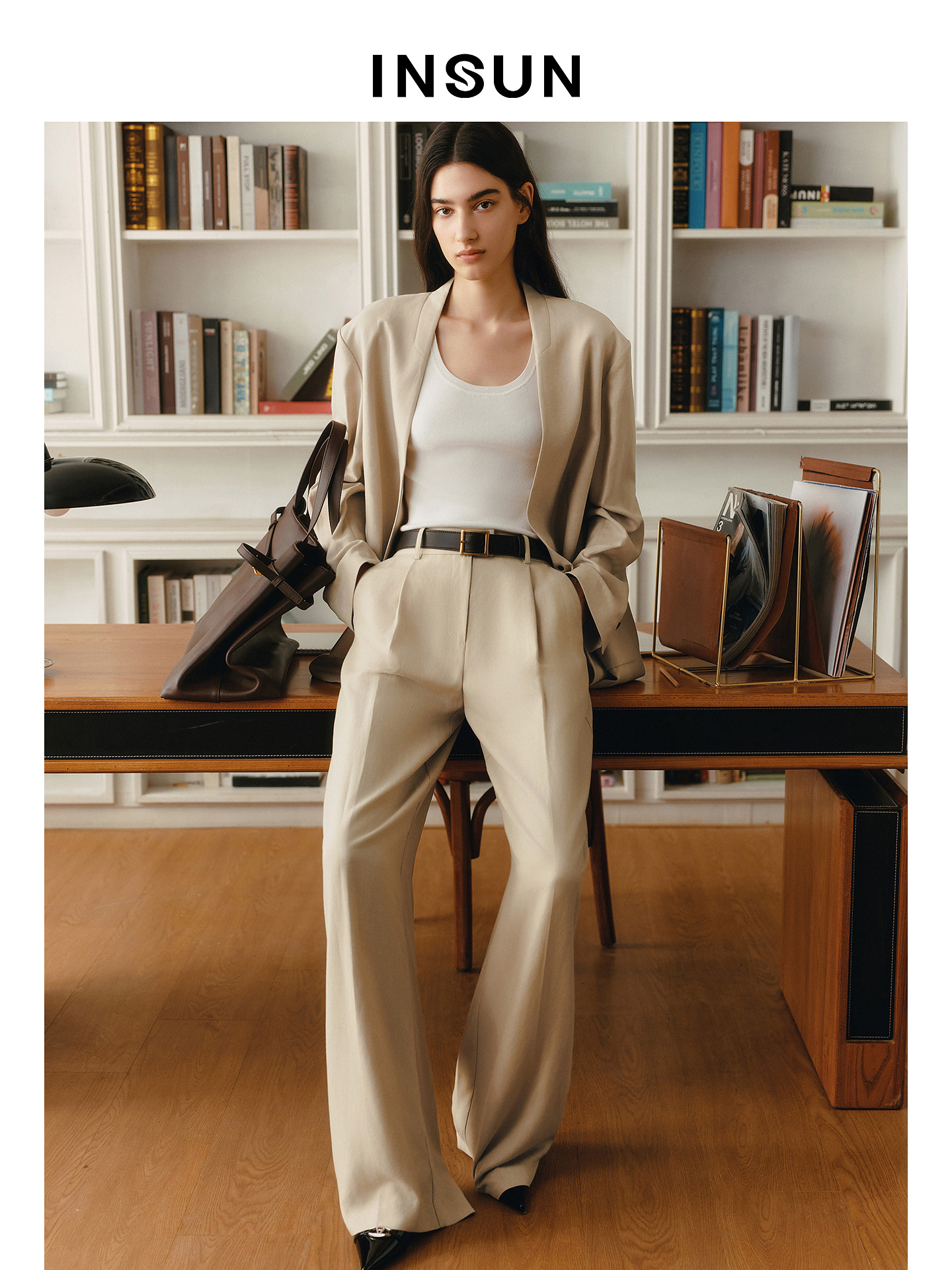 INSUN恩裳2026夏季高智感斜纹肌理设计莱赛尔西装外套9C36210290