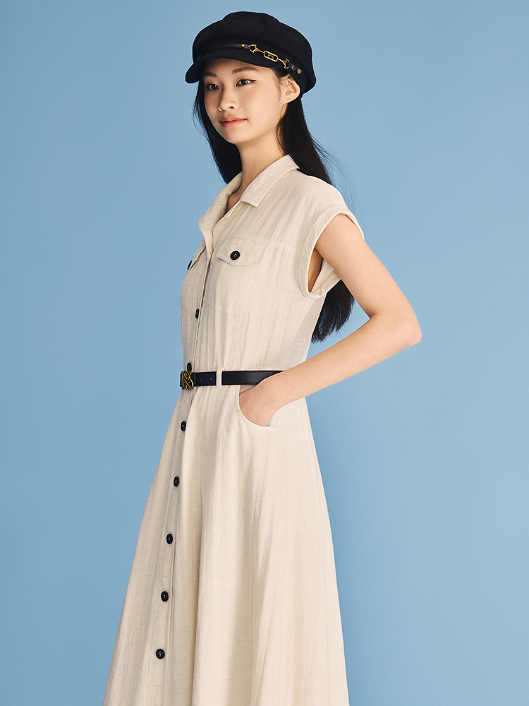 PSALTER诗篇2026夏季新款天丝麻收腰连衣裙6C66205123