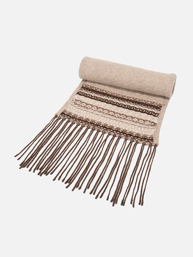 INSUN恩裳2025秋季老钱风羊毛牦牛绒流苏围巾9C35390030