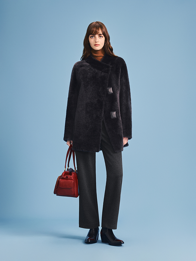 PSALTER诗篇 时尚高级皮毛一体皮草外套6C66109183