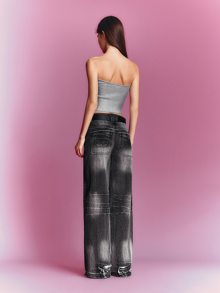 SALT.P可颜 2026夏季新款金属坑条毛织抹胸AC36299010