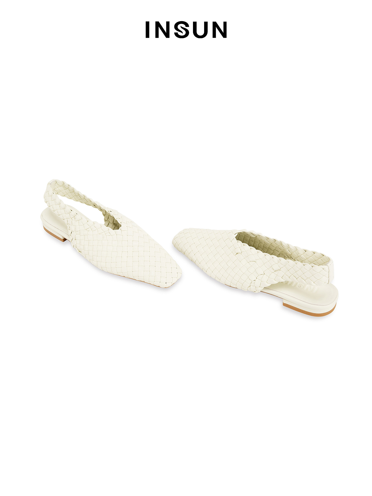 INSUN恩裳2026春复古风羊皮革方头平底鞋9C36192030