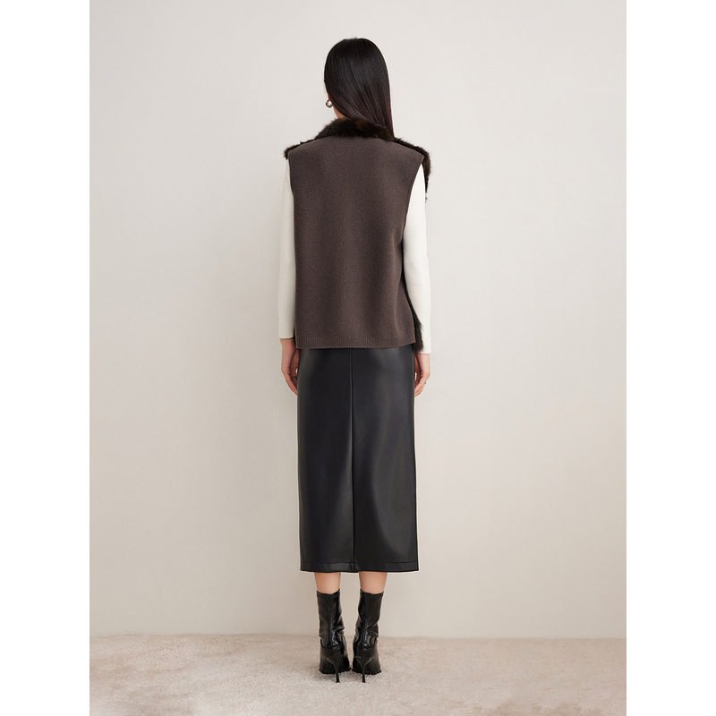 Goodland美地2024冬季水貂毛皮拼绵羊毛桑蚕丝马甲真皮皮草LC34509110