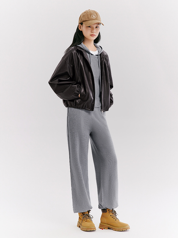 XII BASKET十二篮26春新款黑色羊皮夹克女酷飒机车风气质短款真皮衣外套7C36109030