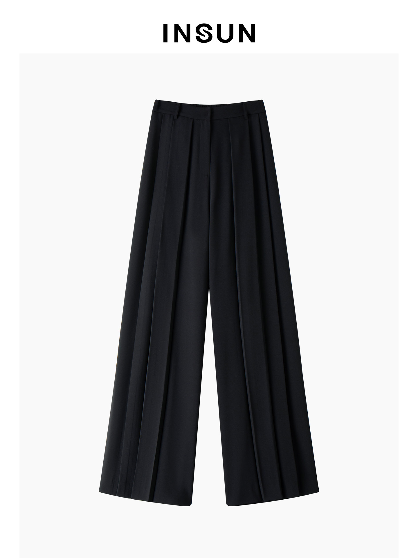 INSUN恩裳专选2026夏季复古风纹理褶裥松弛感阔腿裤9C66220050