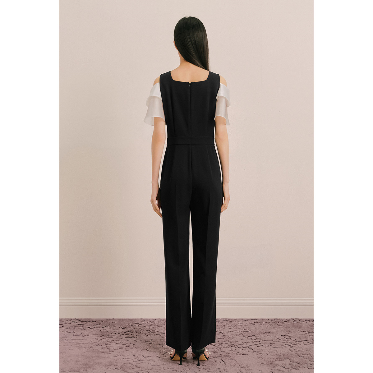 OBBLIGATO奥丽嘉朵2025夏季新品吊带荷叶边撞色拼接连体服1C65202020