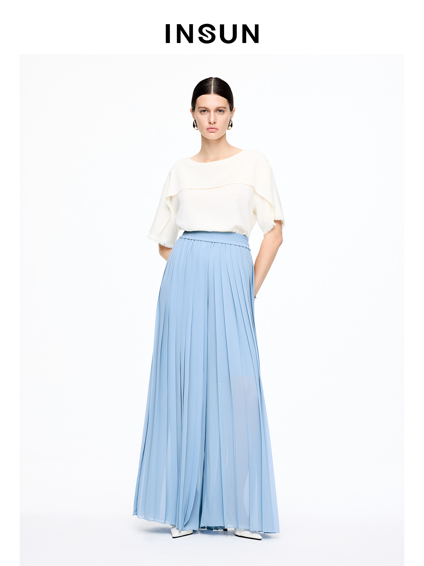 INSUN恩裳专选2026夏季圆领简约显瘦垂坠感短袖T恤9C66270050