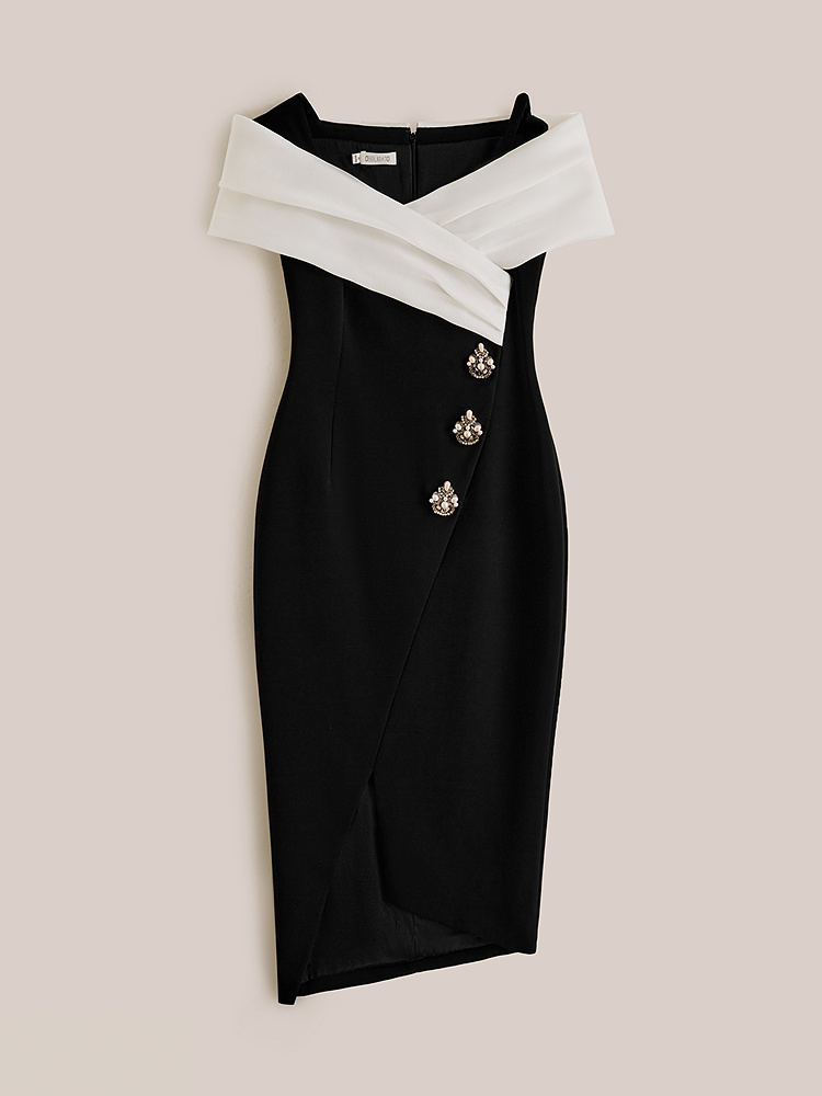 OBBLIGATO奥丽嘉朵2026夏季新款黑白经典拼接设计连衣裙1C36205030