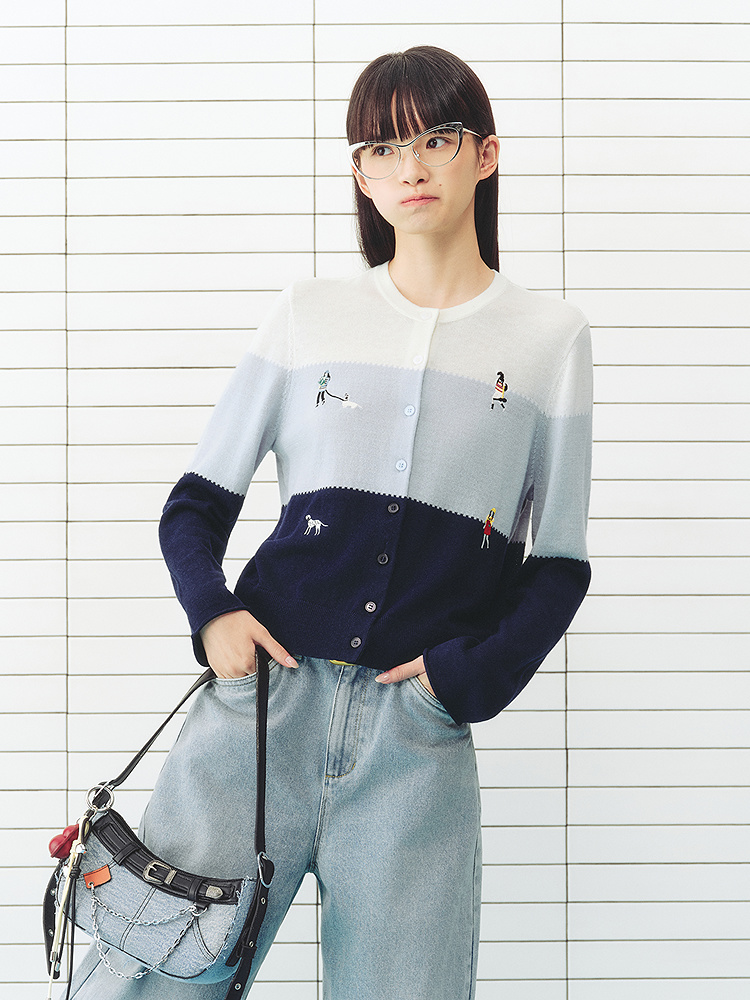 ToyzY2026春季新款分割感精致刺绣毛针织衫ZC36106890