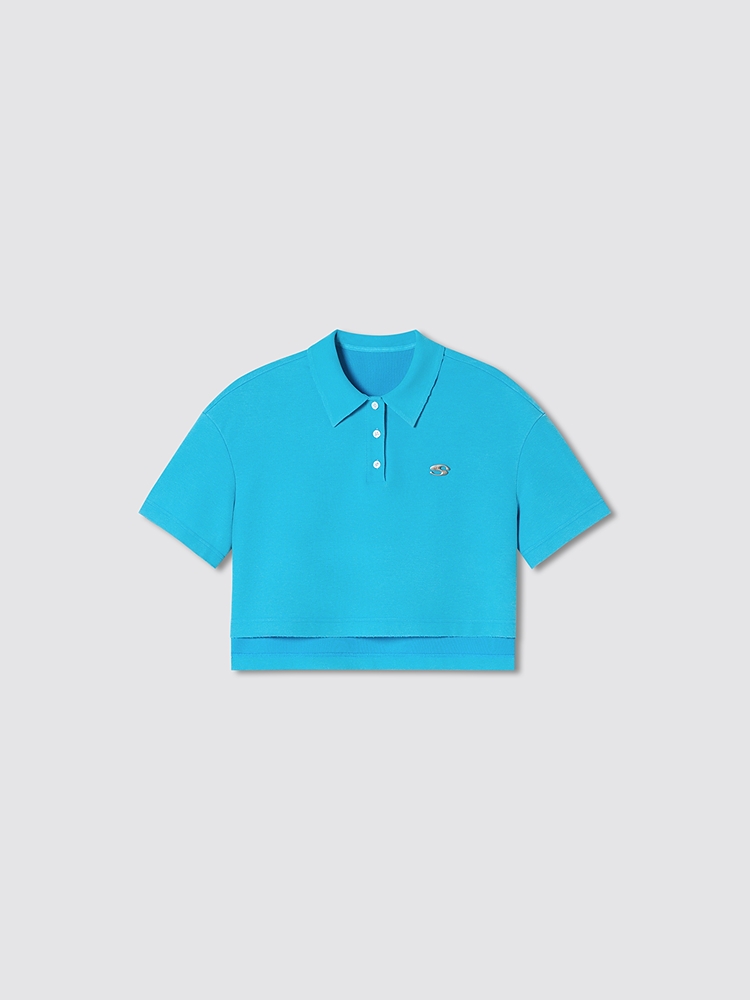 SALT.P可颜 2026夏季新款亮蓝复古宽松短款POLO衫AC36260180