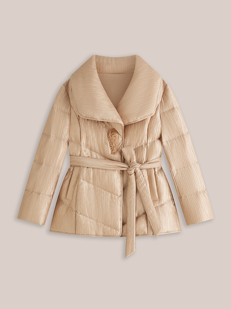 OBBLIGATO奥丽嘉朵2026冬季新款香槟金防风保暖收腰白鹅绒羽绒服1C66508530
