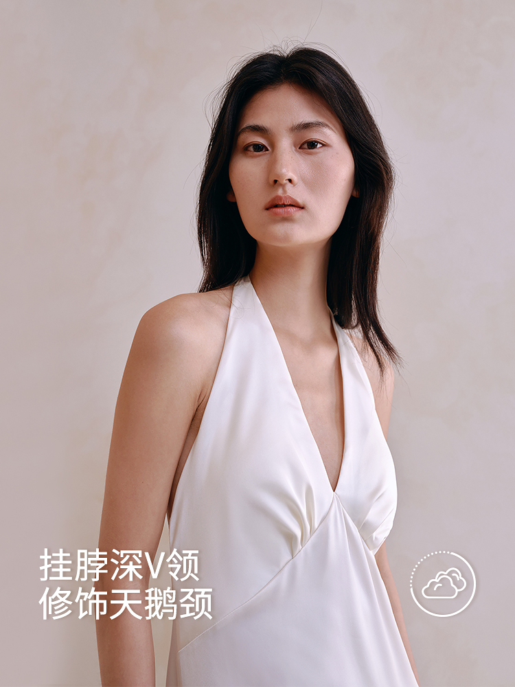 醋酸带杯女士挂脖睡裙8J35227110