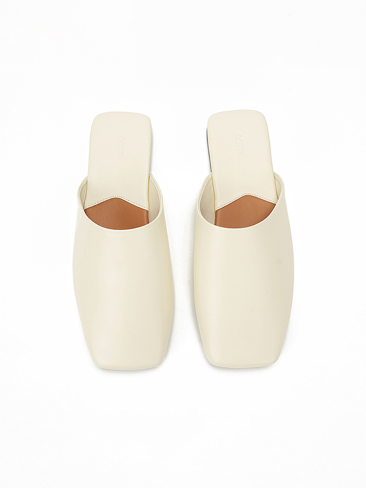 COVERINS2025夏季新品米白色牛皮平底包头拖鞋CC35292010